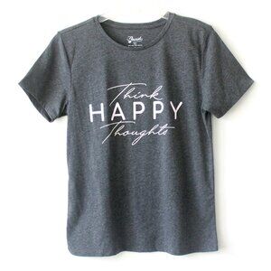 Fleurish Heather Grey Think Happy Thoughts Short-Sleeve Crew T-Shirt Small